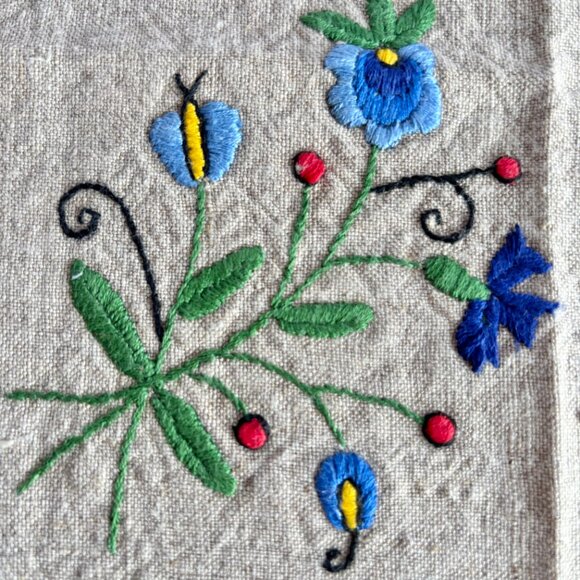 Set of 3 Linen Hand Embroidered Napkins Kaszubian Kaszuby Made in Poland - Picture 3 of 7